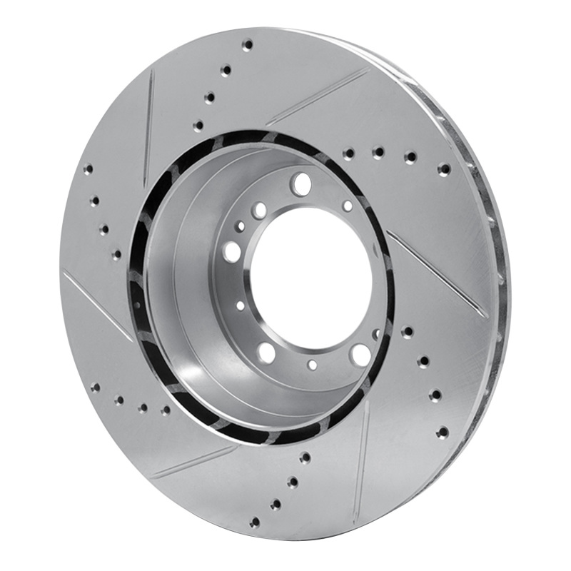 Porsche 911 Brake Rotor (1) - Right Rear - R1 Concepts - Drilled & Slotted - Silver - `99-`23